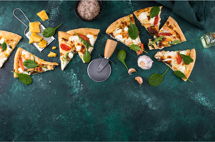 Italian pizza with feta cheese, a Food & Drink Photo by Yulia Furman