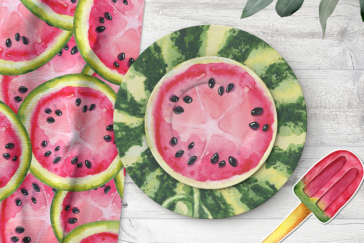 Juicy watermelon, watercolor summer, a Food Illustration by Artmanata (Photo 9 of 12)