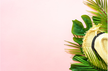 Palm leaves, sea shells, hat and, a Holiday Photo by Nadia-nb