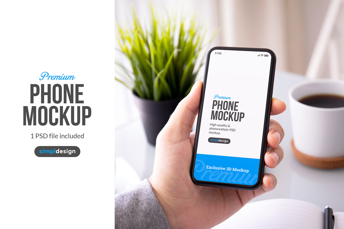 Coffee Desk Phone Mockup, an iPhone Mockup by SimplDesign (Photo 2 of 2)