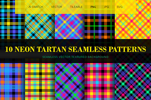 Neon Tartan Seamless Patterns, a Pattern Graphic by barsrsind