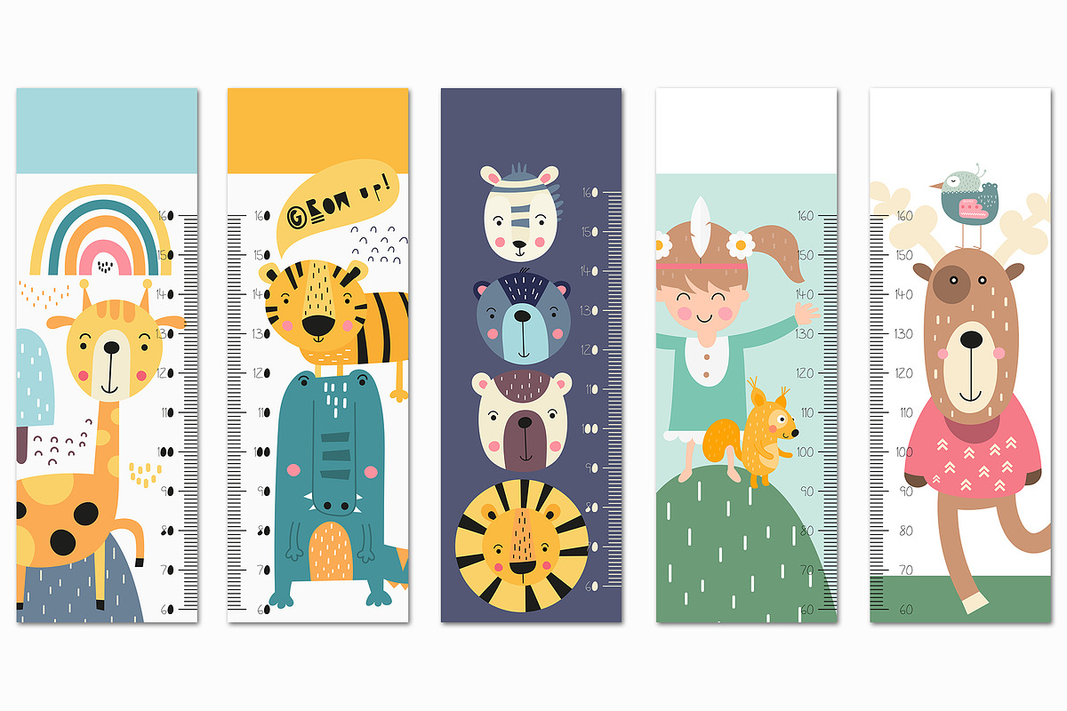 Height chart measure for kids bundle, an Education Illustration by Nursery Art (Photo 3 of 11)