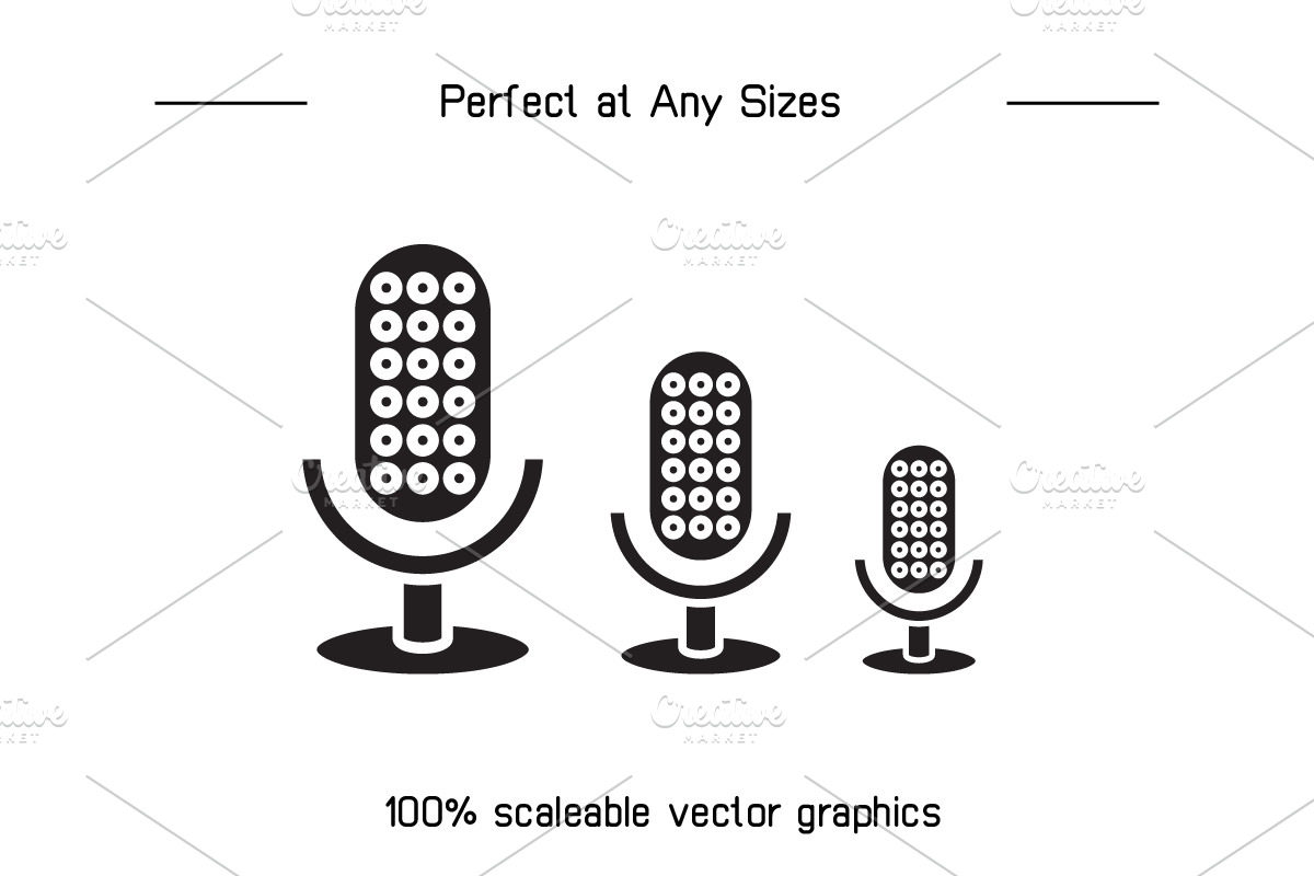Microphone Icons Illustration Set, a Solid Icon by Designfour (Photo 7 of 7)