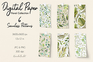 Watercolor Greenery Leaves 77PNG Kit