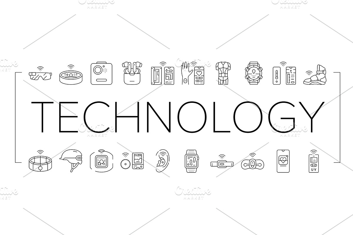 wearable technologies tracker icons, a Technology Illustration by pikepicture