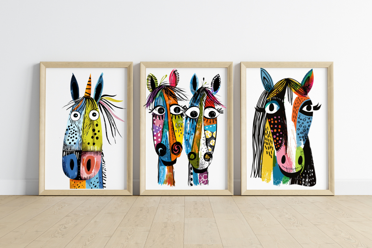 Doodle Cartoon Horses, an Animal Illustration by PrintHaven Designs (Photo 7 of 9)