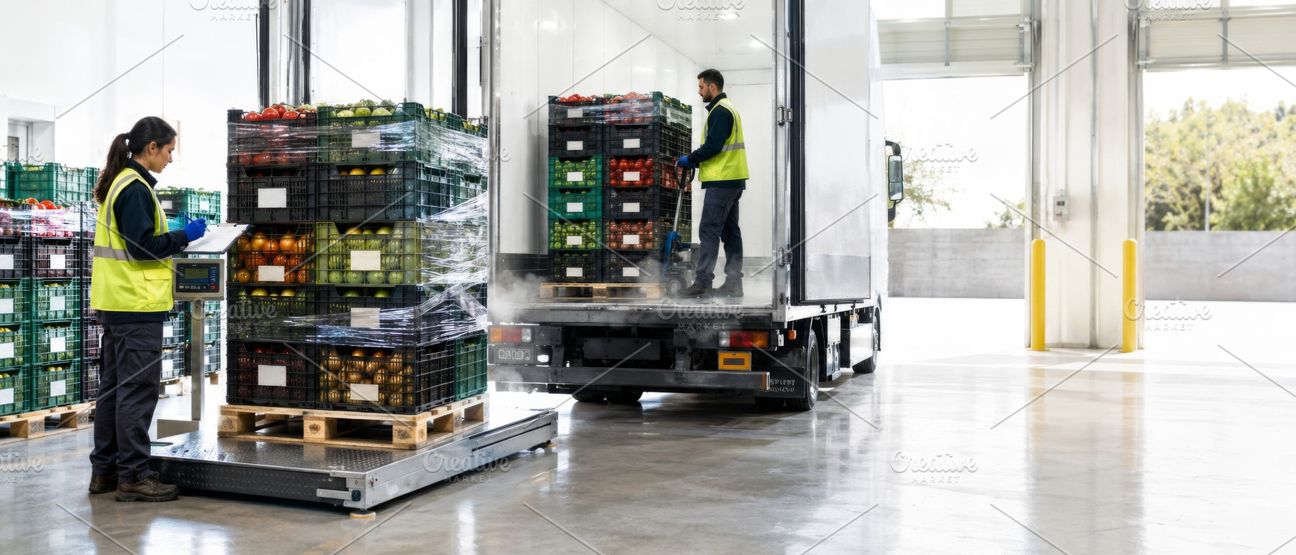 Harvesting produce in a warehouse wi, a Photo by Dvoevnore photos