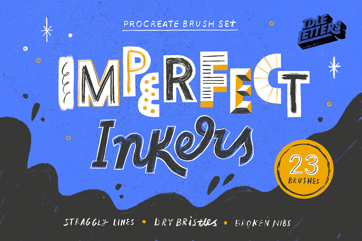 Imperfect Inkers Procreate Brush Set, a Brush Add-On by Idle Letters (Photo 1 of 9)