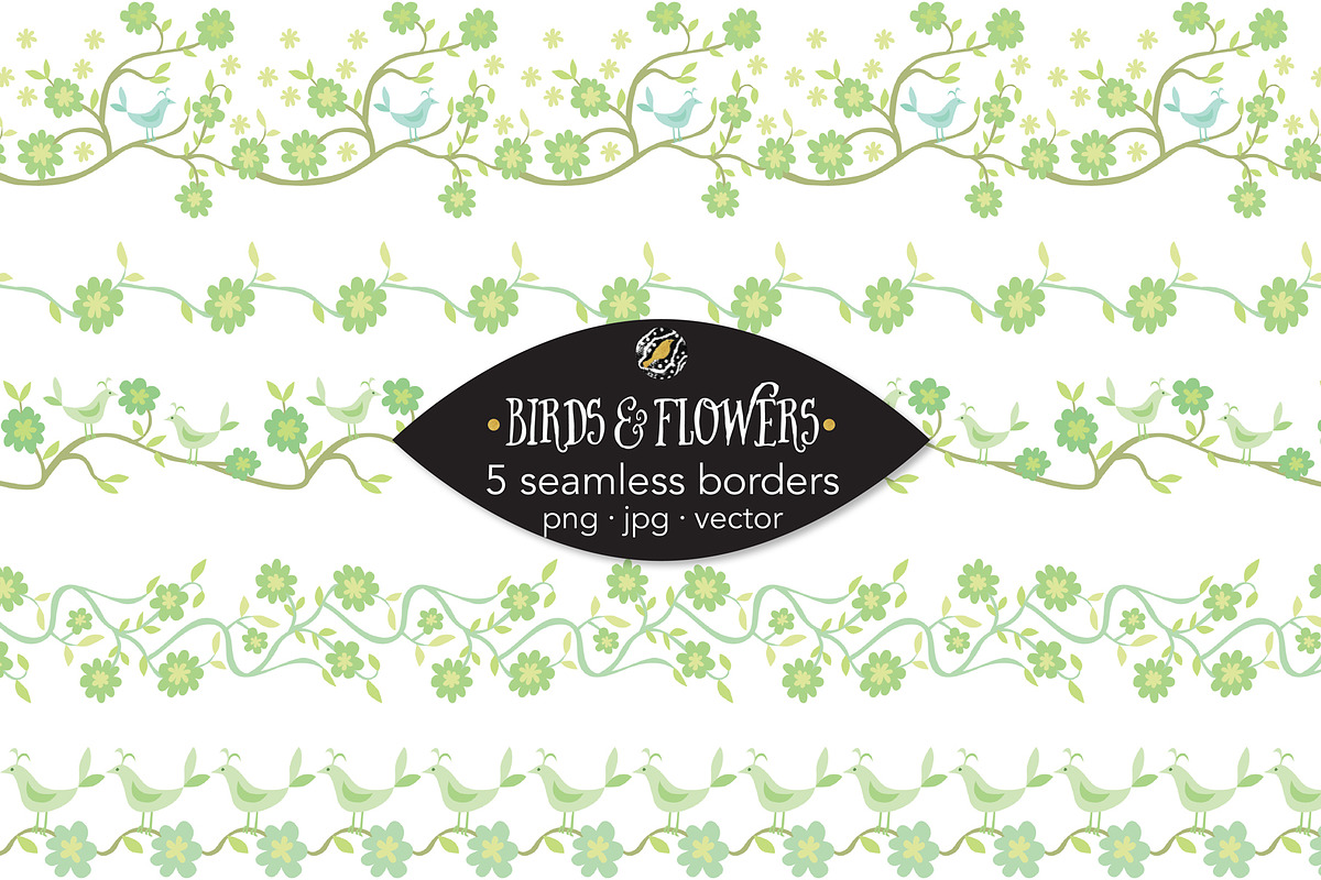 Set 130 - 5 seamless borders, a Decorative Illustration by Little Bird (Photo 1 of 2)