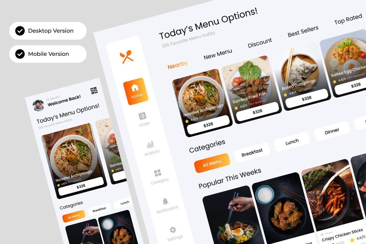 FoodHealth - Food Menu Dashboard V2, an UI Kit Template by twinstd