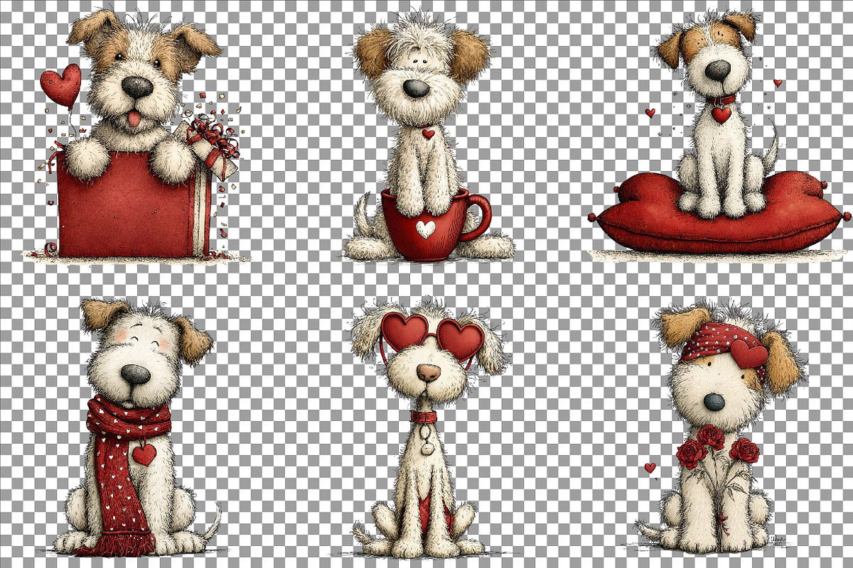 Whimsical Valentine Dog Clipart, an Illustration by Sublimation Artist (Photo 4 of 6)