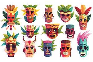 Collection of cartoon tiki masks, an Arts & Entertainment Photo by ZinetroN