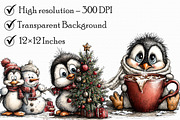Christmas Peeking Penguin Clipart, an Illustration by Libby Wishes (Thumbnail 5 of 7)