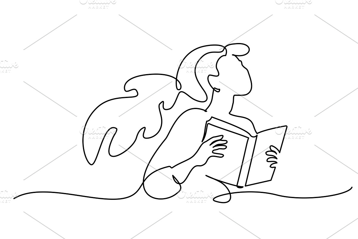 Young woman holds book in hands, a Seasonal Illustration by Valenty
