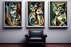 Cats wall art | Cats art print | set