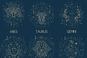 Zodiac signs line art + Procreate, a Decorative Illustration by Skliarova (Thumbnail 3 of 16)