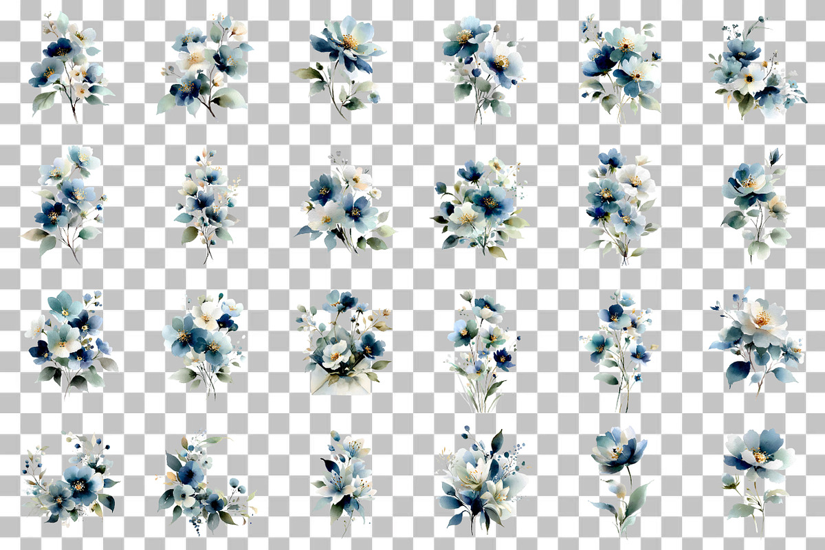 Elegant Midnight Blue Florals, an Illustration by DreamCafeArt (Photo 3 of 6)