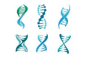 Dna helix icons, genome spiral, a Healthcare Illustration by Vector Tradition