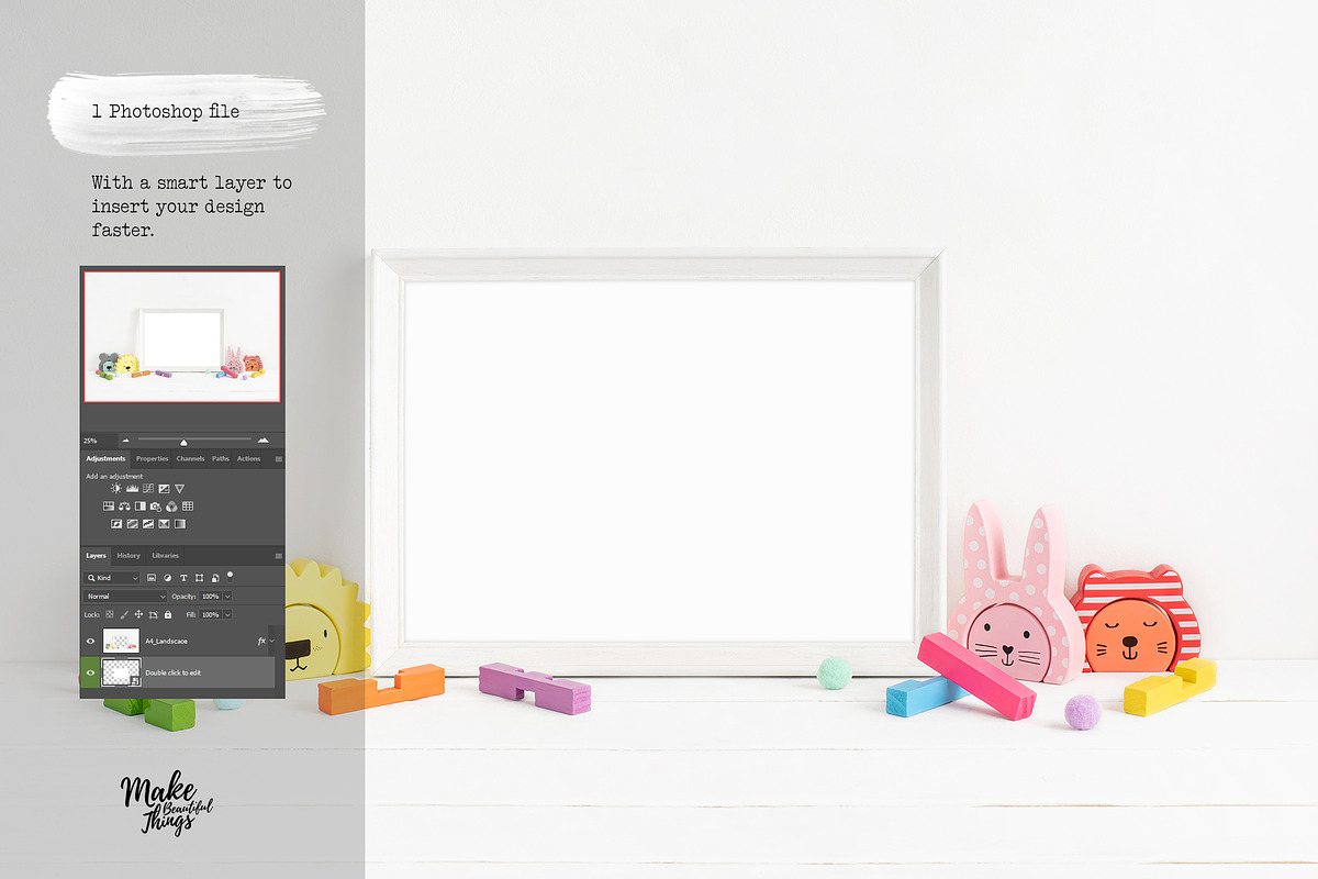 A4 Nursery Frame Mockup, a Print Template by Make Beautiful Things (Photo 3 of 6)