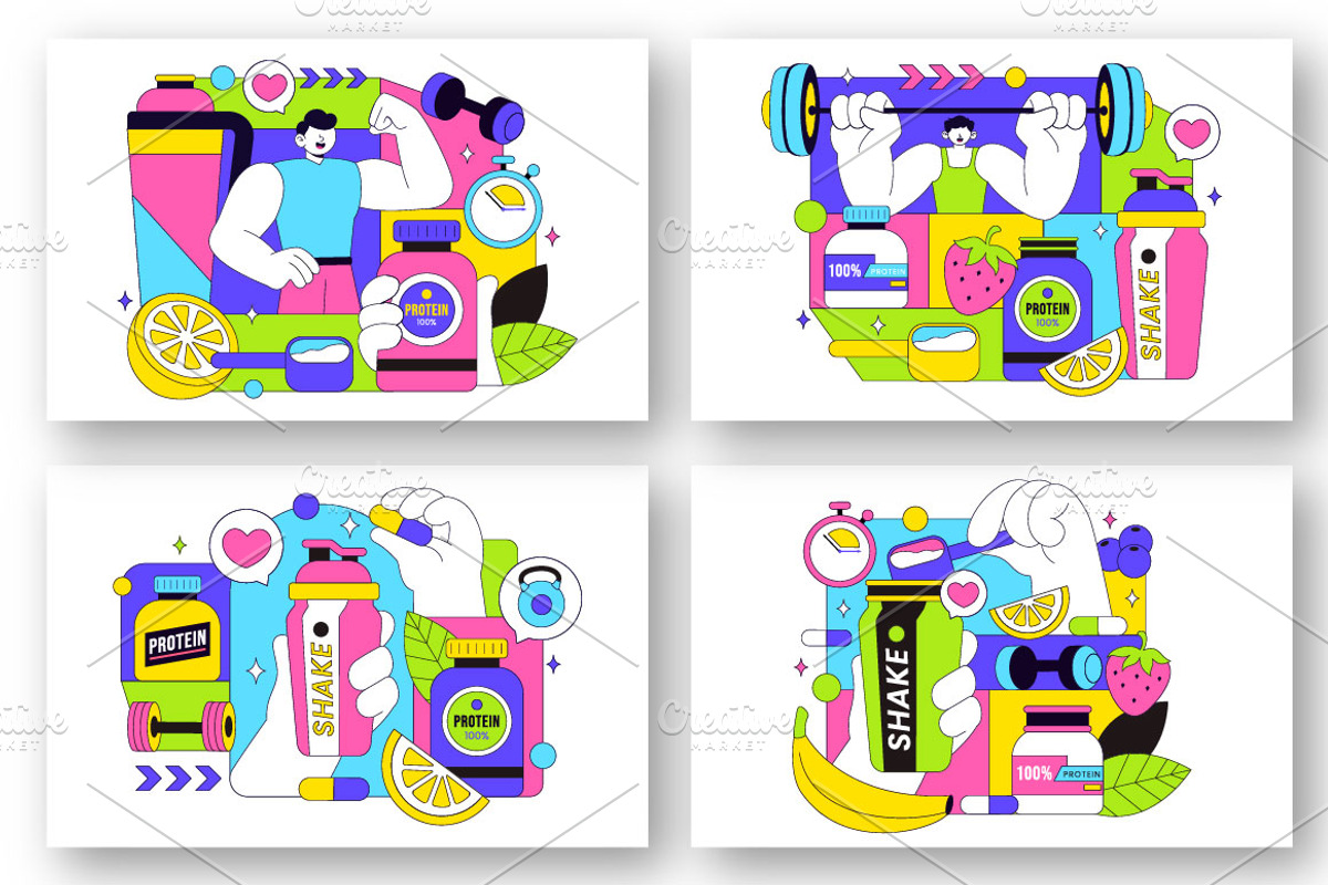 10 Protein Supplements Illustration, a Healthcare Illustration by denayunebgt (Photo 3 of 4)