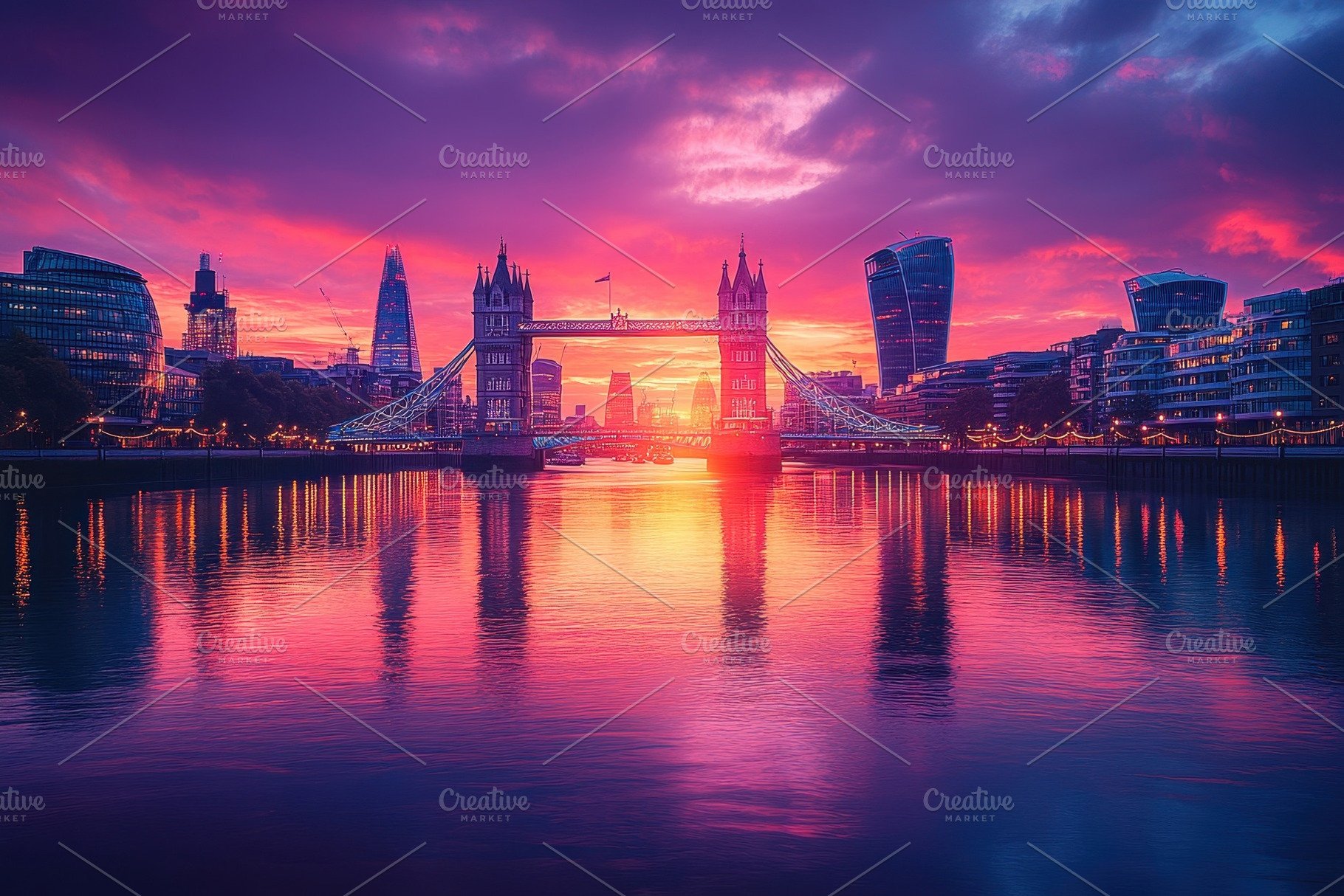 Stunning sunset over London with Tow, a Photo by Tanuart