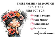 Whimsical Poppy Girl PNG Clipart Set, a Seasonal Illustration by OK Design (Thumbnail 6 of 6)