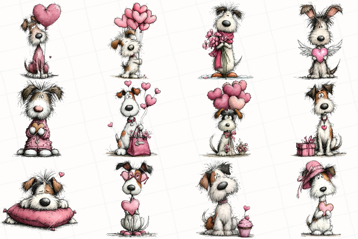 Whimsical Valentine Dog Clipart, an Illustration by OK Design (Photo 6 of 6)