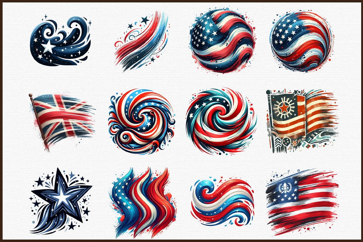 4th of July Brushstroke Sublimation, an Illustration by Sublimation Artist (Photo 3 of 6)