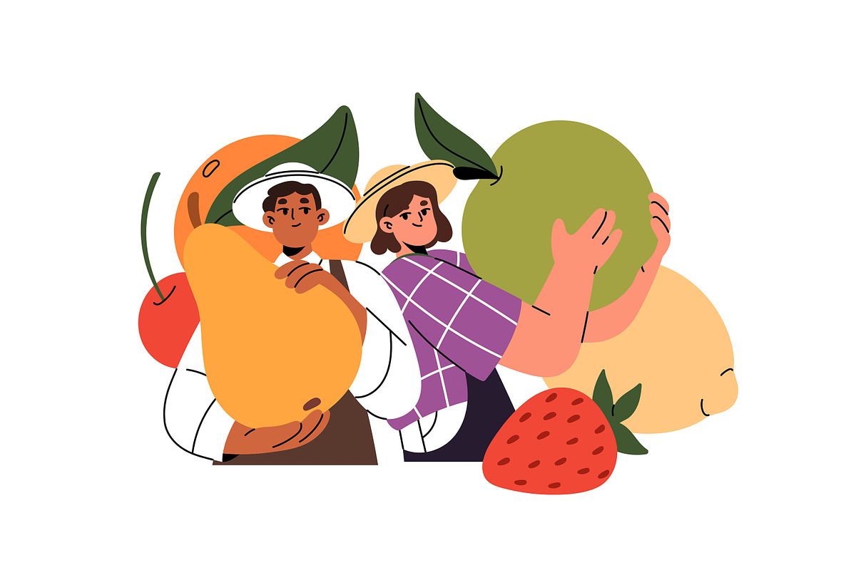 Farmers sell on local market concept, a Food Illustration by PaperTrident (Photo 2 of 7)
