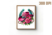 Cowgirl Hat and Roses PNG, an Illustration by Libby Wishes (Thumbnail 2 of 6)