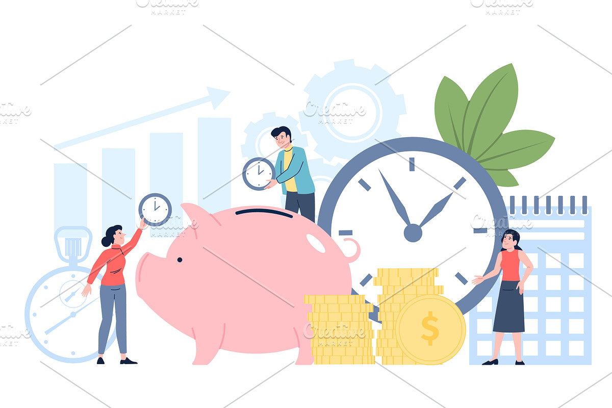 Time saving concept. Save time and, a Finance Illustration by LadadikArt