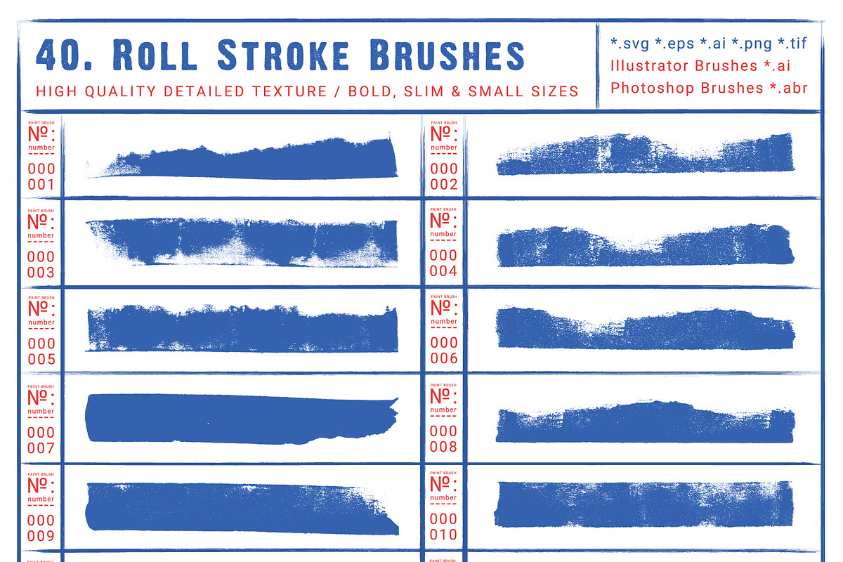 40 Roll Stroke Brushes for Ai & Ps preview 6