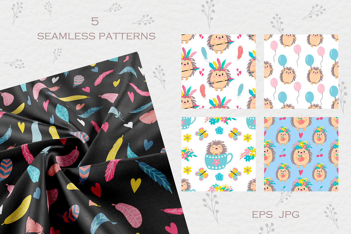 Cute hedgehogs. Kids collection, a Graphic by rinaletters (Photo 3 of 5)