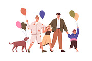 Happy families with balloons set, a Person Illustration by Good Studio (Thumbnail 2 of 6)