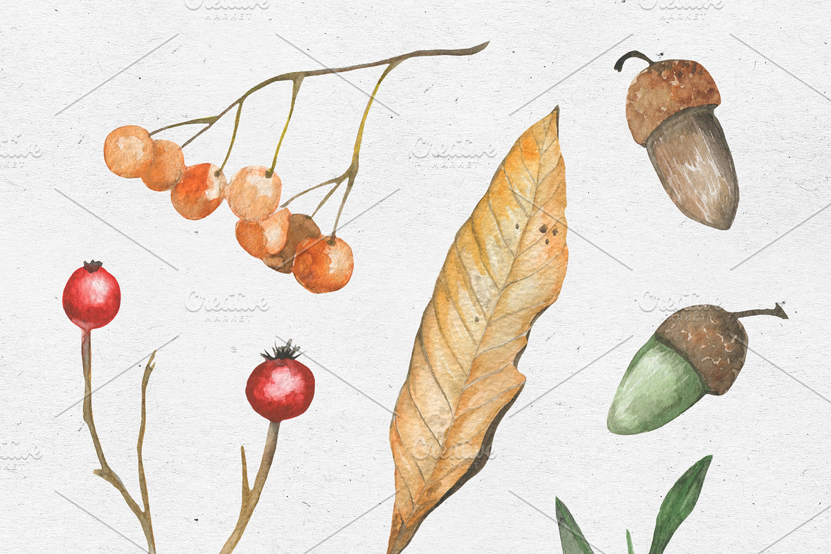 Autumn vibes. Watercolor set, a Decorative Illustration by Maria's little shop (Photo 2 of 10)
