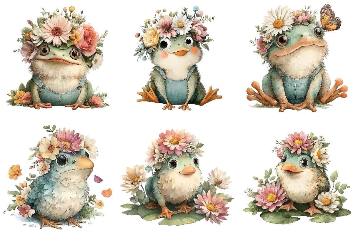 Whimsical Spring Frog Clipart, an Illustration by DreamArtGraphic (Photo 4 of 5)