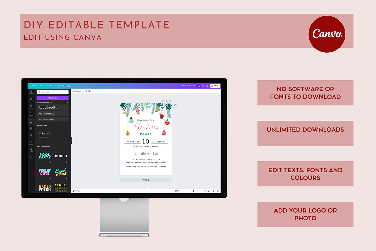 Editable Christmas Invitations, an Invitation Template by ForeverPrint (Photo 7 of 8)