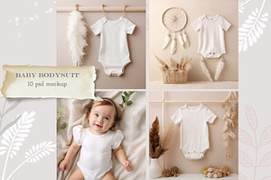 Baby Bodysuit Mockup PSD Set