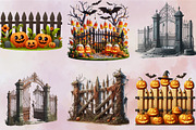 Watercolor Halloween Fence Sublimati, an Illustration by SVGArt (Thumbnail 4 of 8)