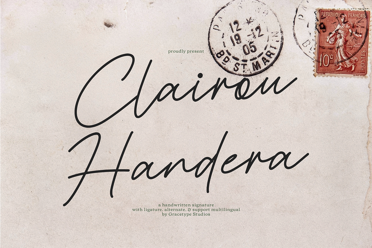 Clairou Handera | Handwritten Script, a Script Font by gracetype_studio (Photo 1 of 12)