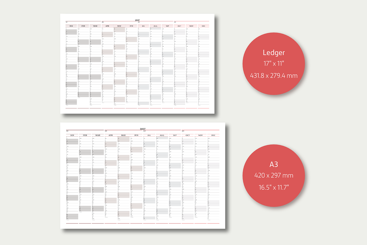 2027 Year-at-a-Glance Wall Planner, a Stationery Template by 3PointsCreative (Photo 3 of 4)