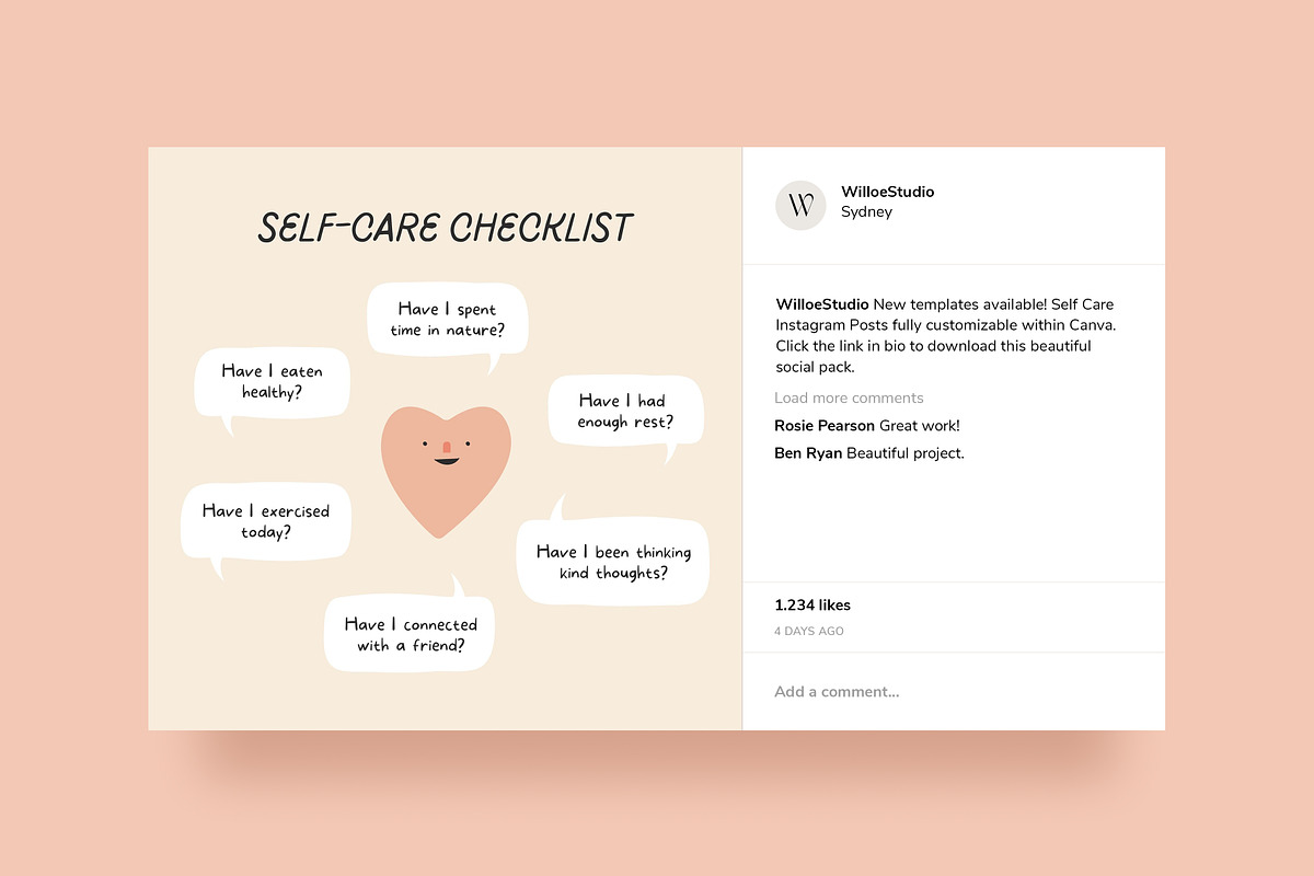 Self-Care Instagram Template - Canva, a Social Media Template by Willoe Studio (Photo 4 of 11)