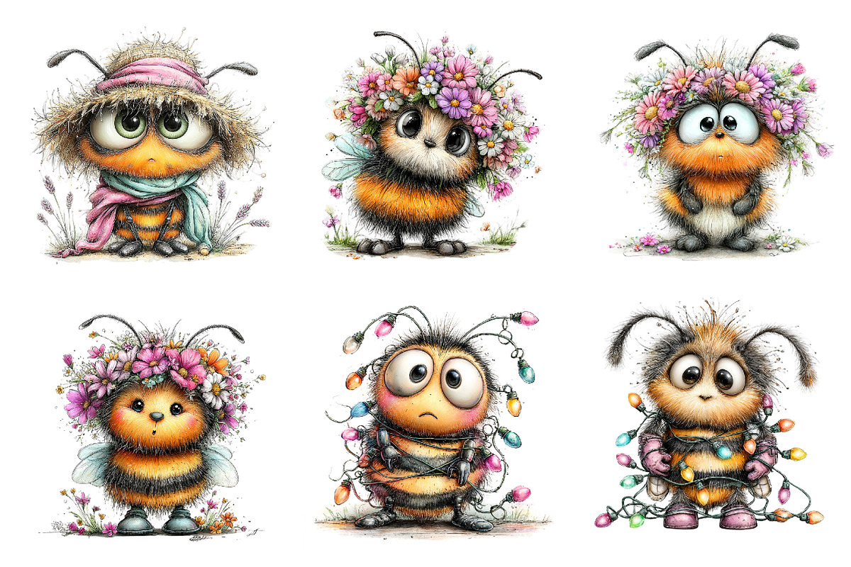Funny Summer Bee Clipart, an Illustration by Dream Creation (Photo 5 of 8)