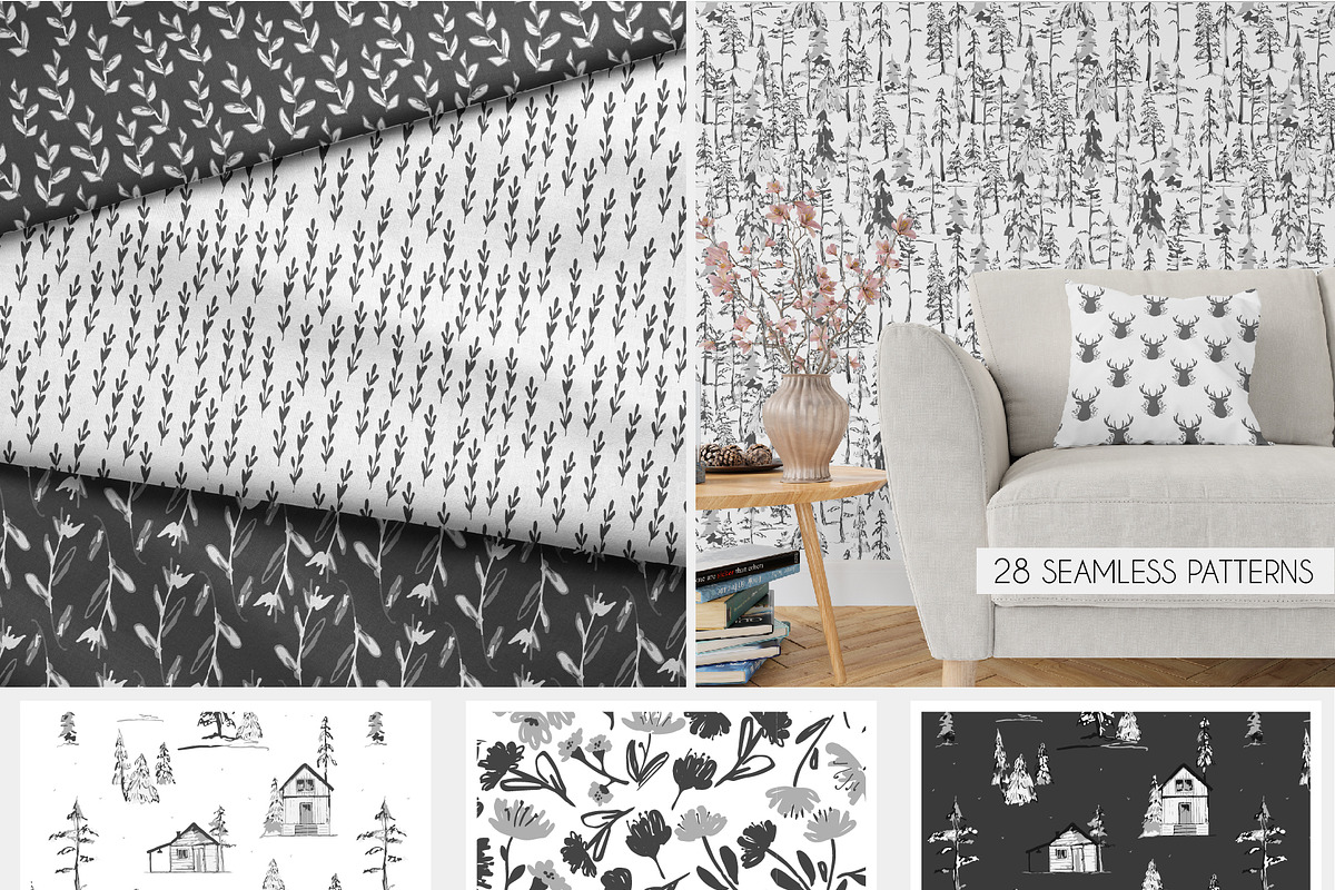 Forest foliage pattern collection, a Pattern Graphic by Cozy pattern shop (Photo 3 of 9)