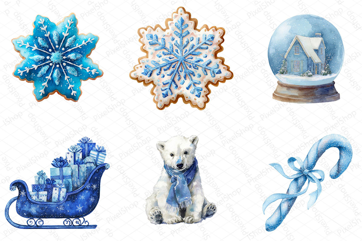 Blue Christmas Clipart Sublimation, an Illustration by DreamPrint404 (Photo 3 of 5)