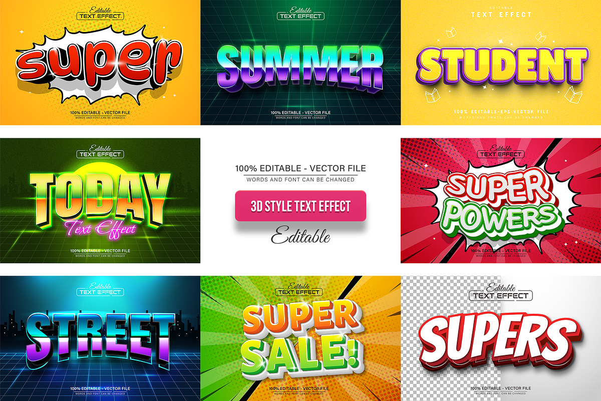 3D Text Effects Collection Vol 21, a Graphic by Aglonemadesign (Photo 1 of 9)