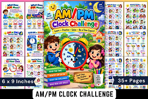 AM/PM Clock Challenge, a Stationery Template by Designmela01