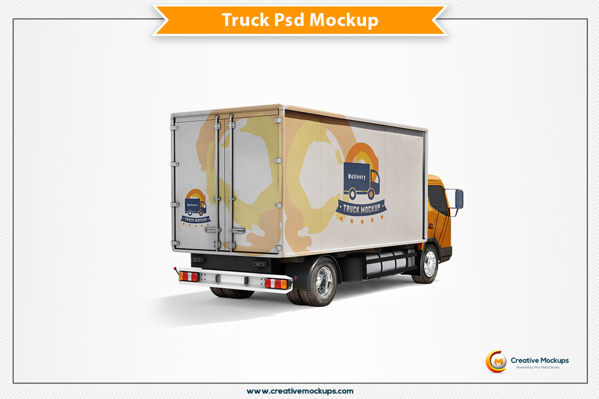 Delivery Truck Mockup PSD View, an Advertising Mockup by Plus Media (Photo 1 of 3)