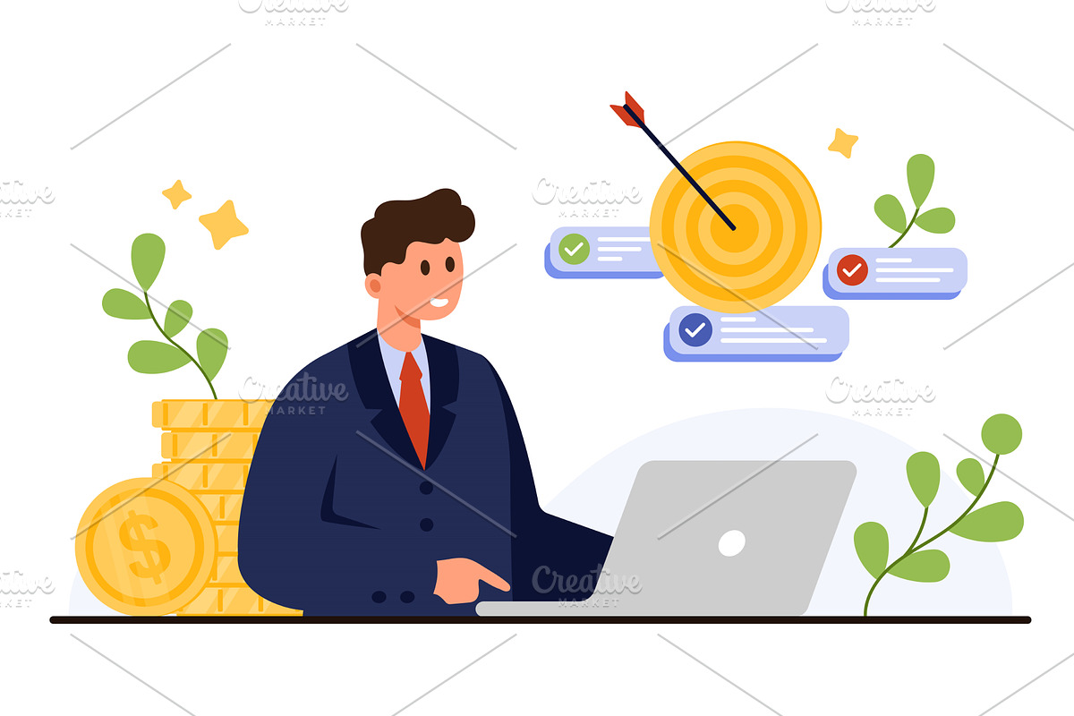 Successful Businessman Achieving, a Finance Illustration by Flashvector