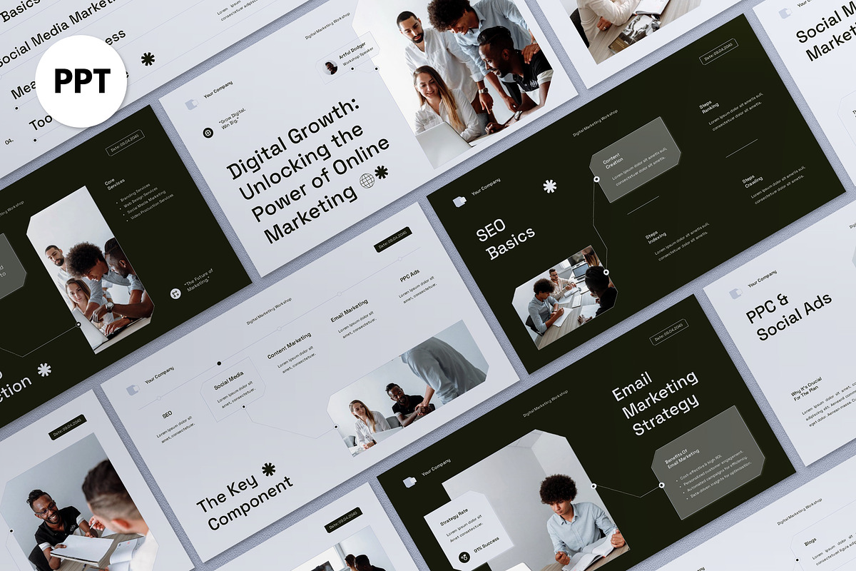 Gray Modern Digital Marketing PPT, a Presentation Template by graphicook (Photo 1 of 4)
